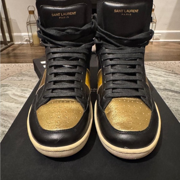 Saint Laurent SL Men's Sneakers in Black and Gold - Picture 1 of 7